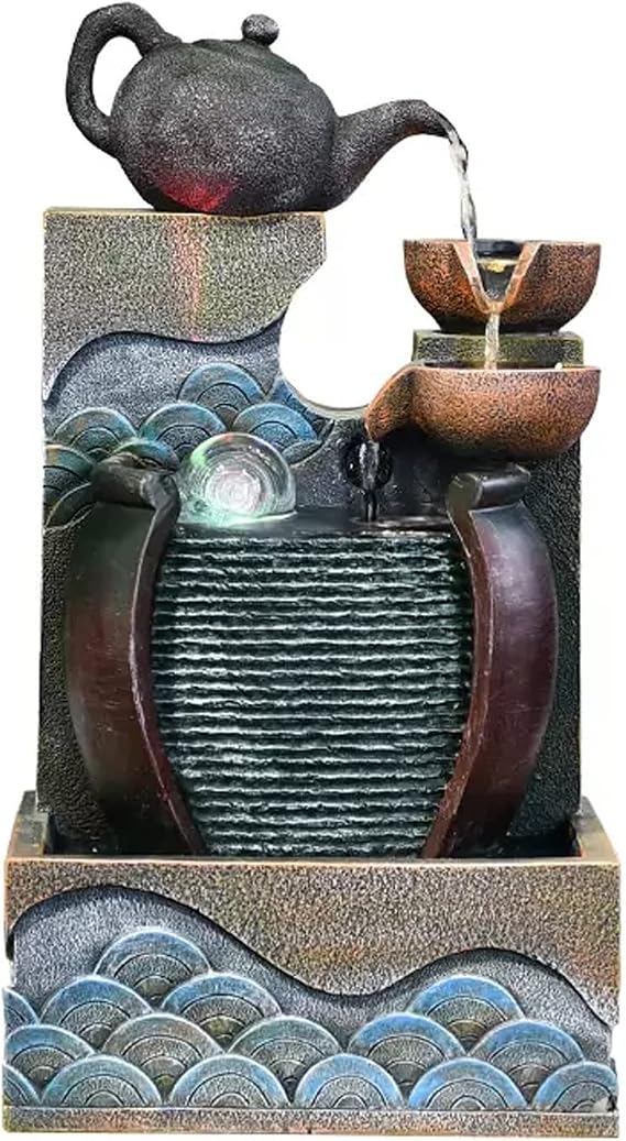 FUKUHARA Waterfall Fountain Indoor Tabletop Fountain Resin Waterfall Tabletop Fountain Decoration Indoor Meditation Waterfall with Submersible Pump Home Fountain