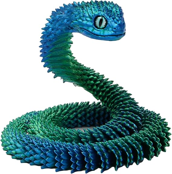 Joycabin 3D Printed Animals, 3D Printed Snake Fidget Toy, Articular Mobility 3D Printed Animal, Fidget Mini Animals Toy Articular Mobility Toys for Adults and Kids Autism/ADHD (60cm - Blue Green)