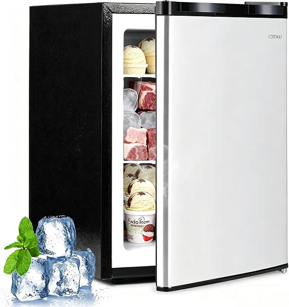 COSTWAY 2.1 Cu.Ft Small Upright Freezer for Office Dorm Apartment Silver