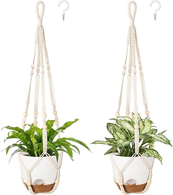 Mkono 7.5 Inch Hanging Planters for Indoor Plants, Macrame Plant Hanger 2Pc