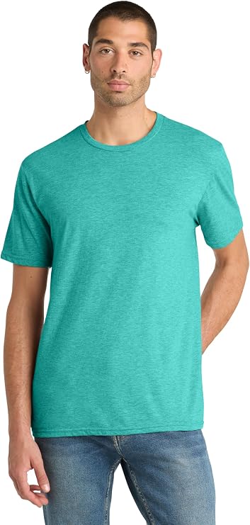 District Perfect Blend CVC Tee - Stylish Casual Short Sleeve T-Shirt for Men & Women, Cotton & Polyester, Aqua Heather, 2XL