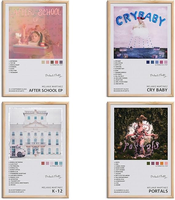omle Melanie Martinez Signed Limited Posters Music Album Cover Posters Canvas Wall Art HD Prints Room Aesthetic Pictures Set of 4 for Music Classroom Girls Bedroom Wall Decor Art 8x12 inch Unframed