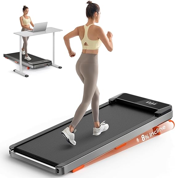 TREAFLOW Walking Pad with Incline, Under Desk Treadmills for Home