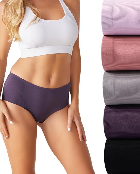 Reshinee Women's Underwear Seamless Full Briefs Soft Panties Invisibles Briefs Comfort Underpants Ladies Panties - 5 Pack