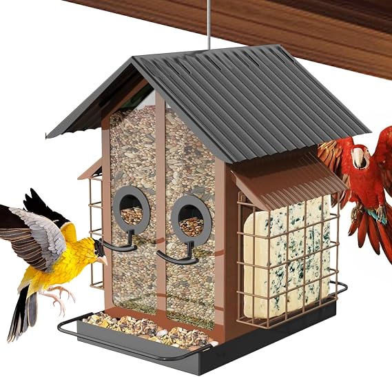 Bird Feeders for Outdoors Large Capacity Weatherproof Waterproof | Cardinal Bird Feeder Garden Backyard Balcony Patio Deck Porch Tree Fence Window Watching Observation