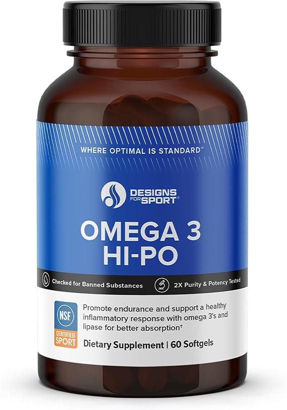 Designs for Sport Omega 3 HI-PO, Triglyceride Fish, 60 Softgels