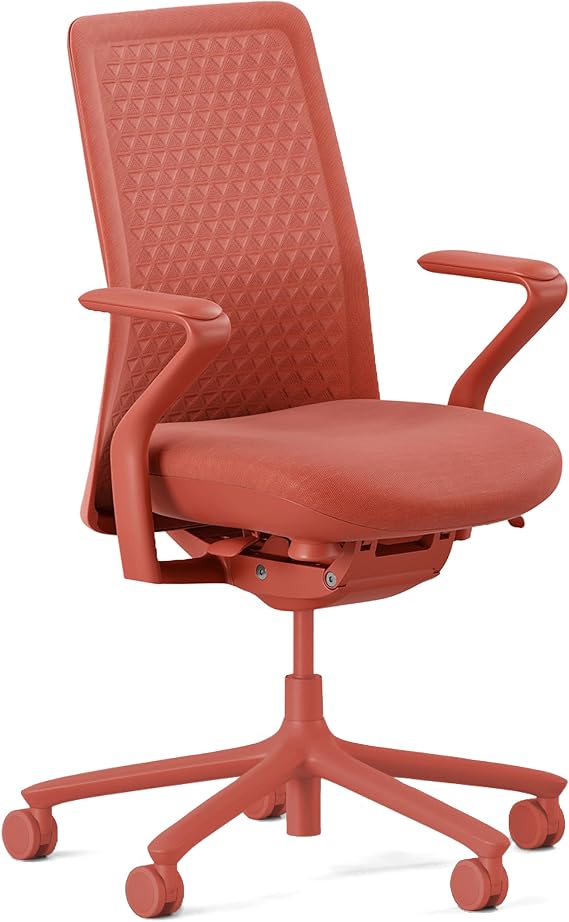 Branch Verve Chair, High Performance Executive Office Chair | Contoured Back and Adjustable Lumbar Support, High Density Foam Cushion and 3D Knit Back, Fits 5' to 6', Up to 275 lbs, Coral