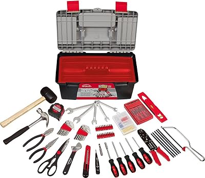 APOLLO TOOLS 170 Piece Complete Household Tool Set  in Tool Box with Extra Storage and all Red Tools Included - DT7102