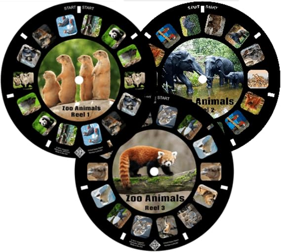 Zoo Animal Reels for Viewfinder Compatible with Viewmaster and Image3D Viewers. Set of 3 (Reels Only)