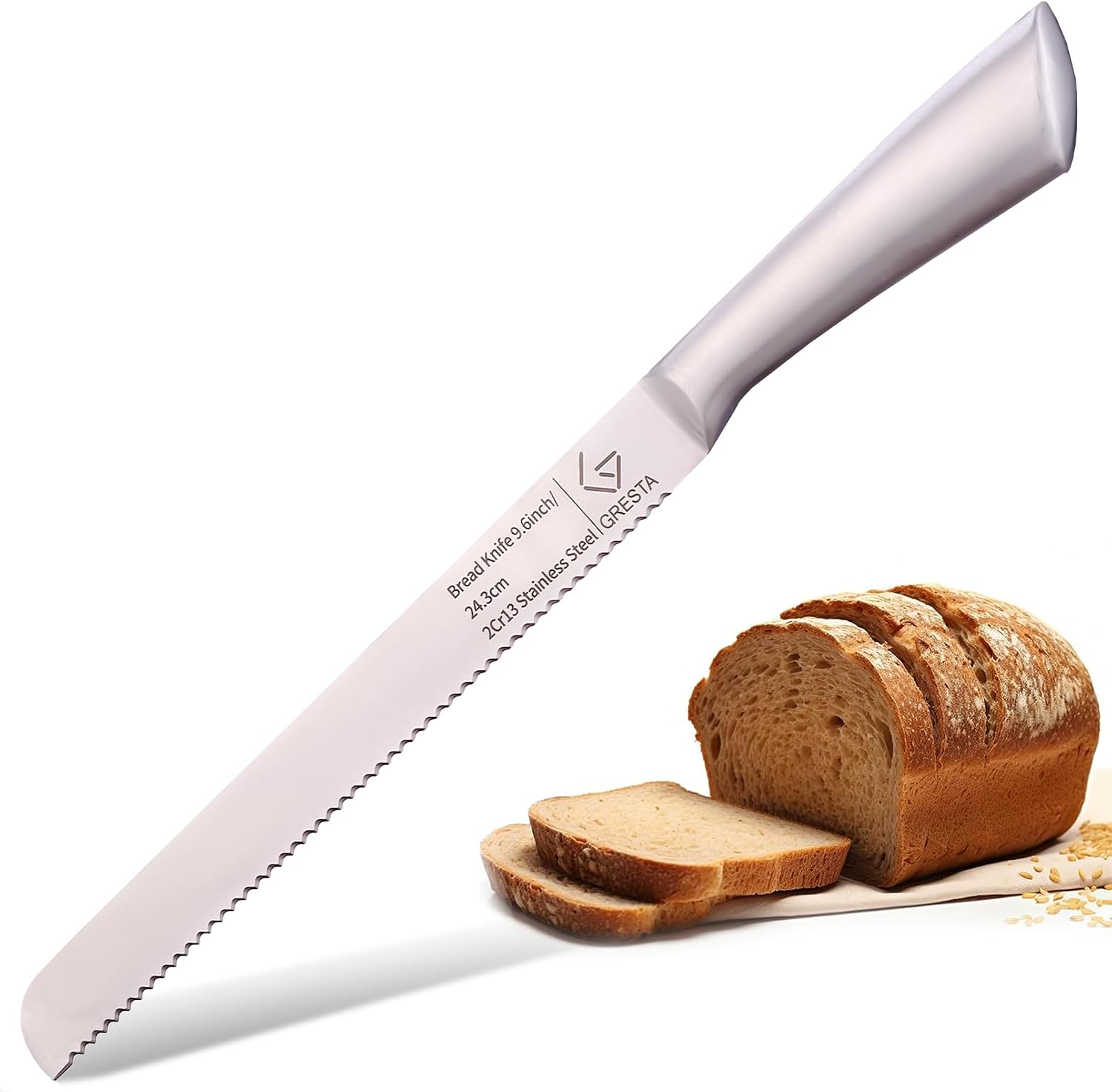 10-Inch Bread Knife – Serrated Bread Knife for Homemade Bread, Razor-Sharp Stainless Steel Blade, Ideal for Slicing Sourdough, Bagels, Cake & More