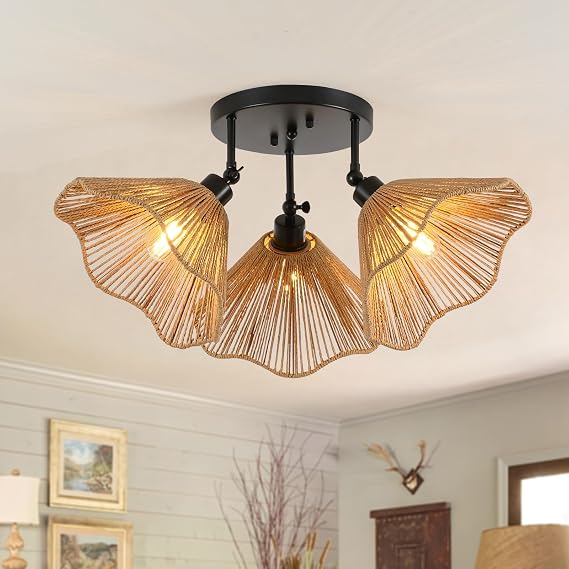 Chandeliers Ceiling Light 3-Light Modern Rattan Kitchen Lights Ceiling
