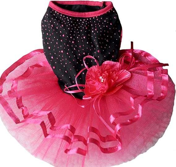 TOPSUNG Pet Blingbling Tutu Dress Red&Black Lace Dog Skirt Small Cats/Dogs Clothes, Asia Size XS