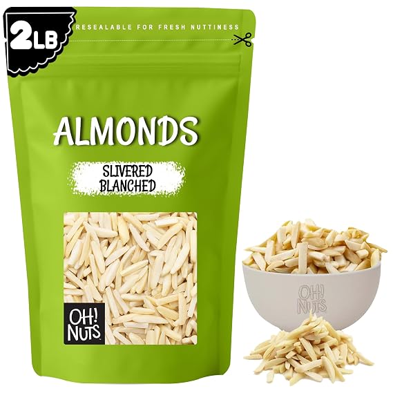 Oh! Nuts Blanched Slivered Almonds Raw 2 Pound - Natural