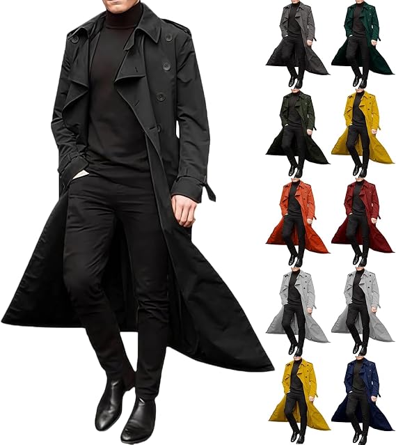 Trench Coat Men 2025 Winter Lapel Long Jacket Double Breasted Overcoat Soft Elegant Casual Windbreaker