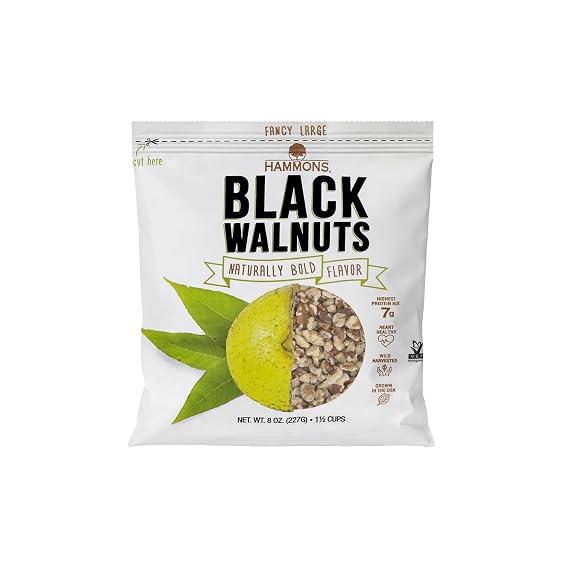 Hammons Fancy Large Black Walnuts, Wild Harvested Non-GMO Keto Snack, 8oz