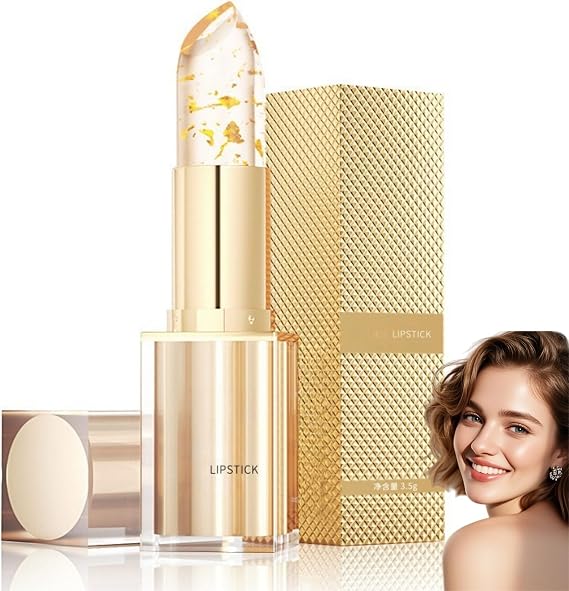 Color Changing Lipstick with Gold Foil,Colour Changing Lipstick,PH Adjusting Clear Lip Stick with Gold Foil, Long Lasting Moisturising Gloss, Moisturizing Lip Balm,Temperature Sensitive Lipsticks