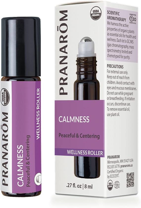 Pranarom - Calmness Mood Roller Wellness Blend 8ml - Aromatherapy for Relaxation - Certified Organic Ingredients - Convenient Roller Application - Cruelty-Free and Pure