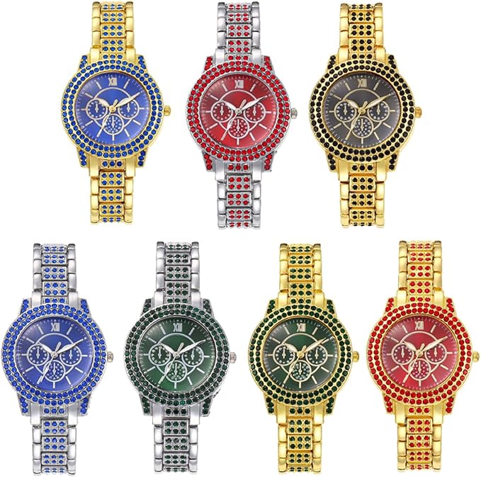 7 Pcs Women Simple Crystal Roman Numerals Scale Dial Analog Quartz Wrist Watches Wholesale Watches