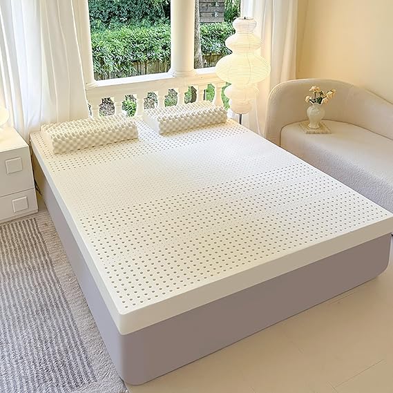 NaKeah Natural Latex Mattress Queen Size Soft Mattress Topper Double for Sleeping Comfortable Tatami Mattresses for Back Pain Massage,10cm,90x200cm