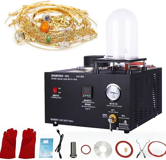 1500W Vacuum Casting Machine, Professional Lost Wax Casting, 2102°F Metal Melting Furnace, with Graphite Crucible, for Jewelry Casting and Investment. 2KG
