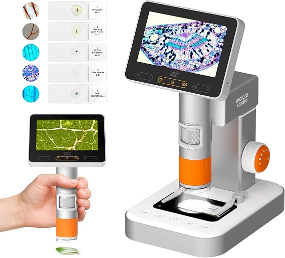 MX2-AS 43 Digitales Mikroskop für Kinder MatataStudio 2-in-1 Tragbares Handmikroskop mit Bildschirm 1600x 1080P HD Mini Taschenmikroskop WiFi USB Digital Mikroskop für Handy iPad PC TV