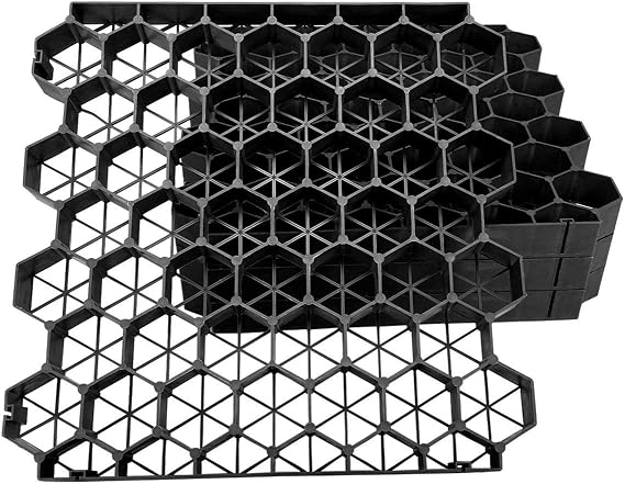 ( 1.9" Depth Permeable Grass Pavers for Your Grass Parking Lots, Access Roads, driveways, fire Lanes, RV and Boat Storage Pads - (Pack of 4-11 Sf) (Black)