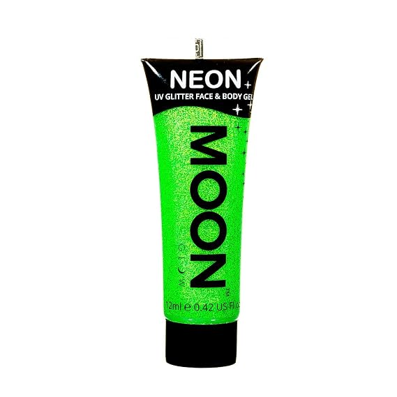 Moon Glow - Neon UV Glitter Face & Body Gel - 0.42oz Green Glitter Face Paint