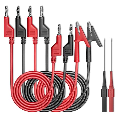 Goupchn Test Leads Kit Alligator Clips Electrical Cable 4mm Banana Plug to Banana Plug Test Wires with Wire Piercing Probes 6PCS for Multimeter Electrical Testing Red&Balck