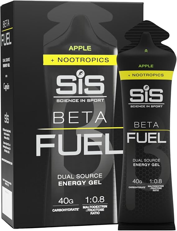 SiS BETA Fuel + Nootropics Energy Gel, 40g Carbs, Apple, 6 Count