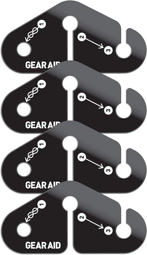 GEAR AID Line Tensioners for Hanging Gear, Tarps, Travel Clothesline and Bear Hangs at Camp, Includes 4 Tensioners for use with 550 Paracord