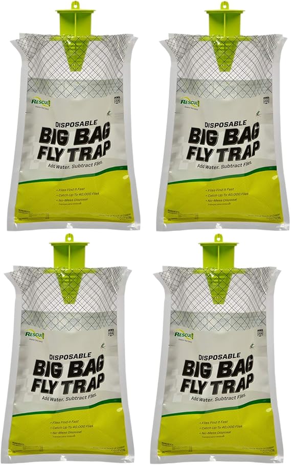 RESCUE! Big Bag Fly Trap Disposable, Outdoor Use - 4 Traps