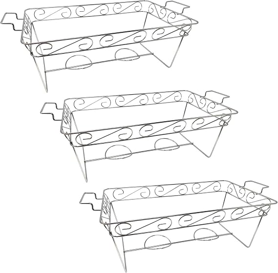 Party Essentials 3-Count Full Size Elegance Chafing Racks, Chrome
