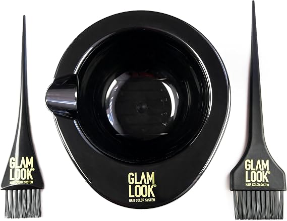 GLAMLOOK Profesyonel Saç Boyama Seti | Boya Karıştırma Kabı ve 2 Farklı Boyut Uygulama Fırçası | Ergonomik Tutuşlu, Kuaför ve Ev Tipi Boyama Kiti