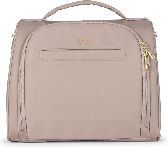 JuJuBe Insulated Bottle Bag, Breastmilk Cooler Bag Fits 3 Baby Bottles, Storage Tote for Nursing Mom, Daycare & Travel, Lunch Bag w/Handle & Shoulder Strap (Taupe)