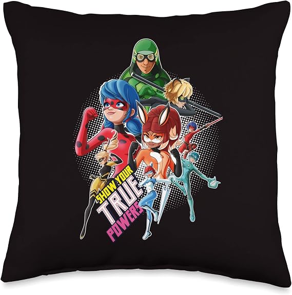 Miraculous Collection Ladybug and All Heroez True Powers Throw Pillow