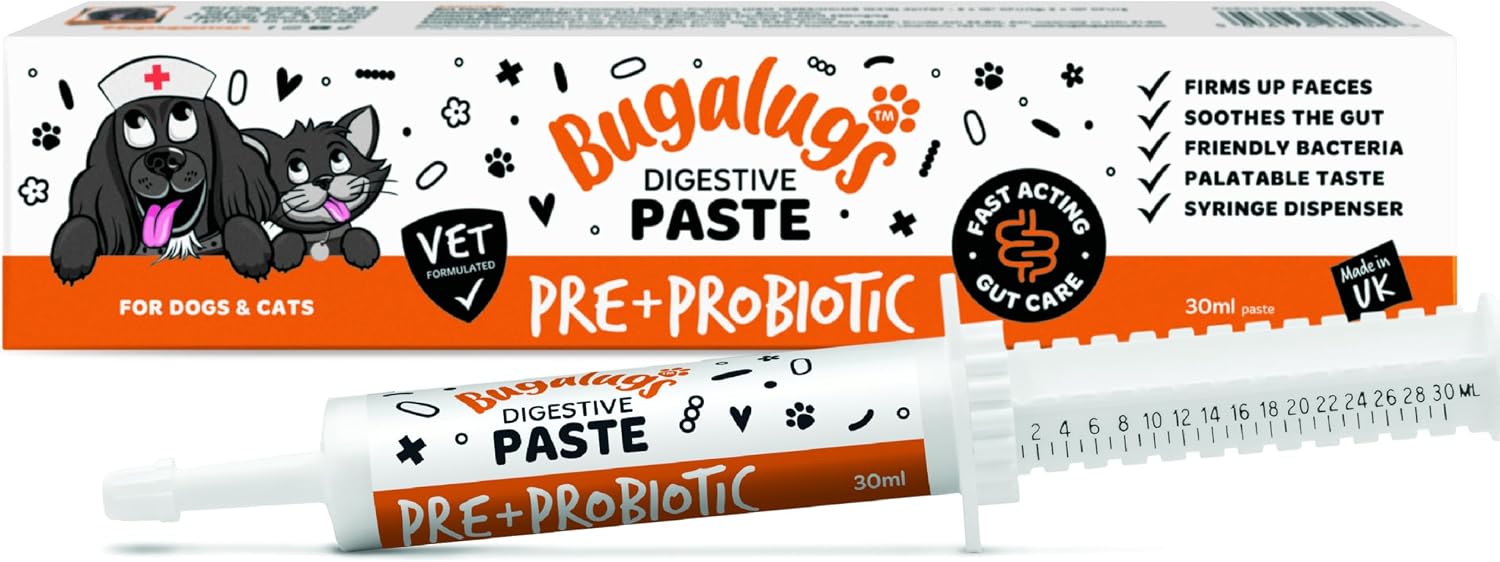 BUGALUGS Dog Probiotic Digestive Paste for Dog & Cat - Gut Health, Digestive Supplements with Fast-Acting Ingredients for Dogs & Cats 30ml