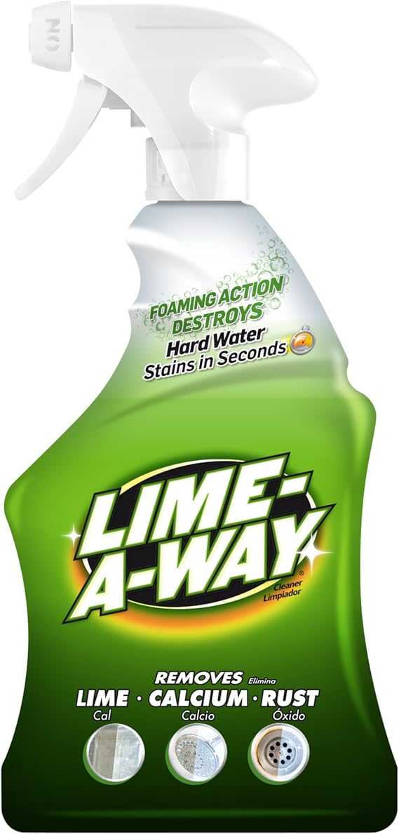 Lime-A-Way Hard Water Stain Remover Spray, Bathroom Cleaner, 22 Fl Oz