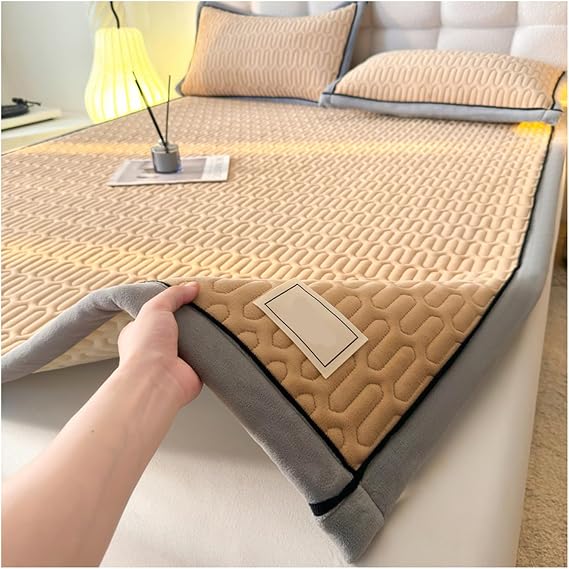 Luxury Velvet Futon Floor Mattress Pad, Foldable Japanese Futon Floor Mattress Queen Double King Twin Size, Portable Tatami Floor Mat, Thick Sleeping Pad for Adults,E,80x190cm/31x75in
