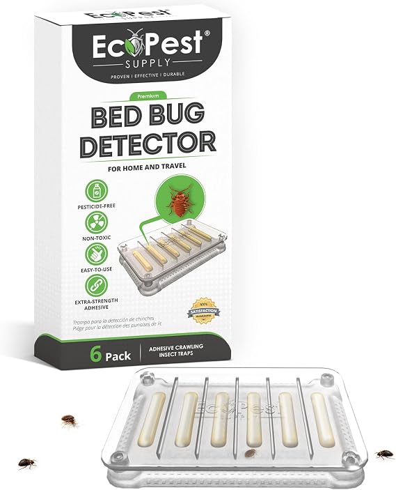 Bed Bug Detector 6 Pack | Early Detection Bed Bug Trap, Monitor, and Detector for Home and Travel | Indoor Pest Control Traps for Bed Bugs