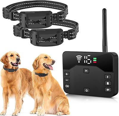 Wireless Dog Fence System for 2 Dogs, 2026 Upgraded Electric Fence for Dogs, Portable 2 in 1 Waterproof Training Shock Collar with Remote Control,Perimeter Dog Collar Up to 985ft Adjustable