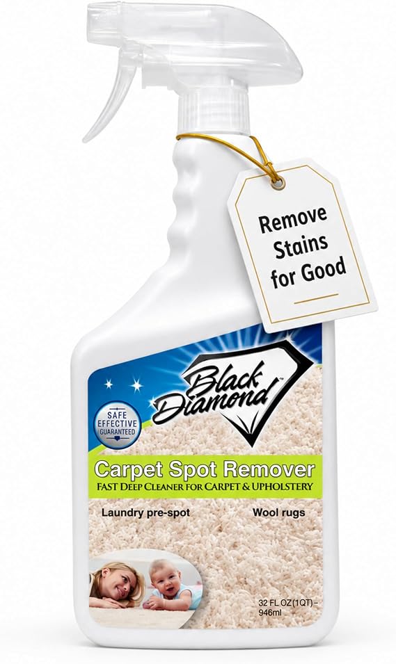 Black Diamond Stoneworks Carpet Spot Remover Carpet & Upholstery Cleaner for Rugs, Couches, Car Seats & Fabric Surfaces Removes Dirt, Pet Messes, Coffee & Wine Stains. (1-Quart)