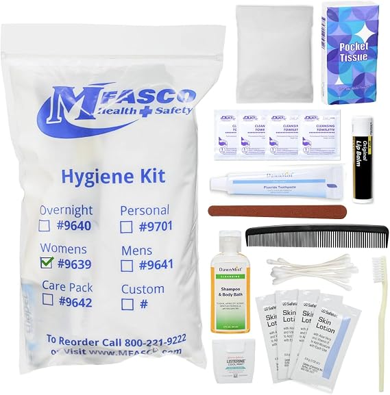 MFASCO Women's Personal Hygiene Kit - Travel Toiletries Set for Women - Essential Care Package with Body Wash, Shaving - Perfect for Camping, Hiking, Vacation - Compact Size for On-the-Go Grooming