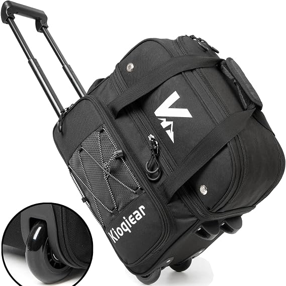 2 Ball Roller Bowling Bag with Wheels & Separate Shoes Pocket
