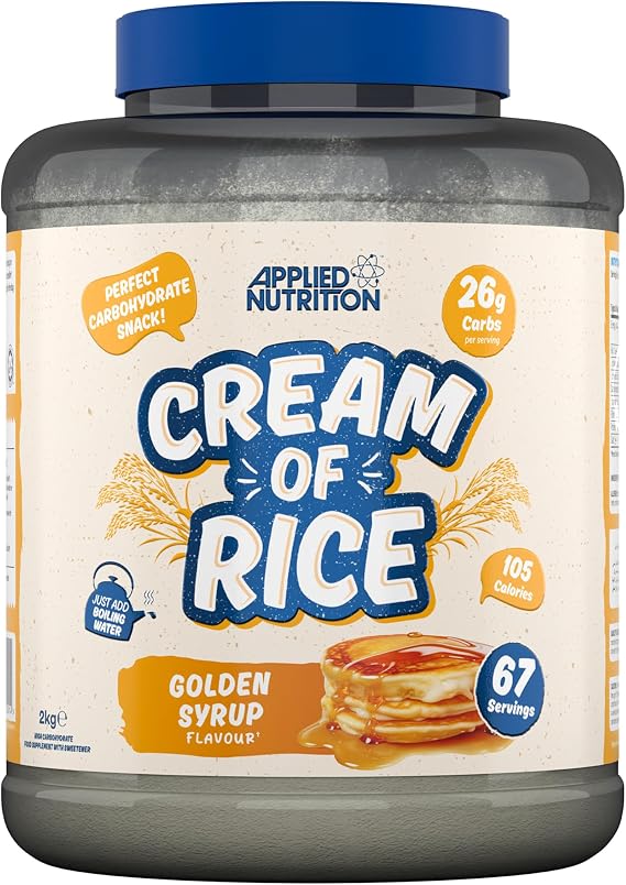 Applied Nutrition Cream of Rice - High Carbohydrate Cream of Rice Supplement, Source of Energy for Breakfast & Snacks, Easy to Digest, Low Sugar, Low Fat, Vegan, 2kg (Golden Syrup)