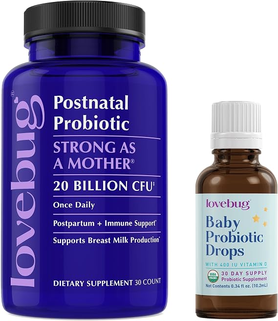 LOVEBUG Baby Probiotic Drops and Postnatal Adult Probiotic Bundle