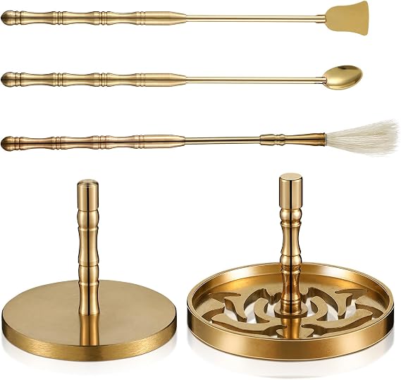 DOITOOL 5 Pcs Incense Making Kit Chinese Incense Burner Mold Premium Accessories for Aromatherapy Yoga Meditation Relaxation-Golden