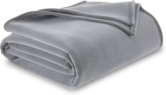 Vellux 1B07046 Original Insulating Core Hotel Style Solid blanket Machine Washable Soft Cozy Warm Pet Friendly Bed Sofa Blankets, King, Grey