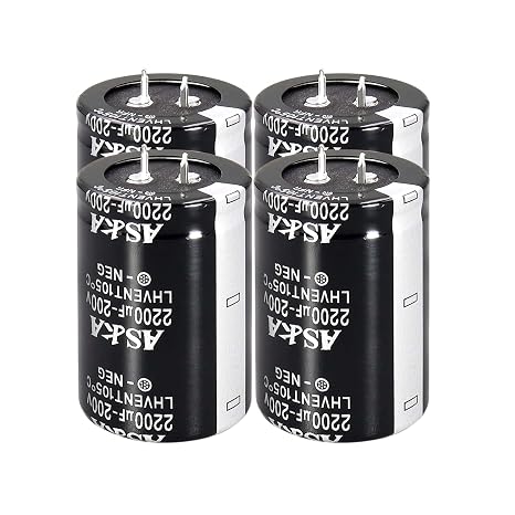 4PCS 200V 2200uF Snap in Aluminum Electrolytic Capacitor for Power Amplifie, Battery Charger;Subwoofer,Bridge Rectifier Filter