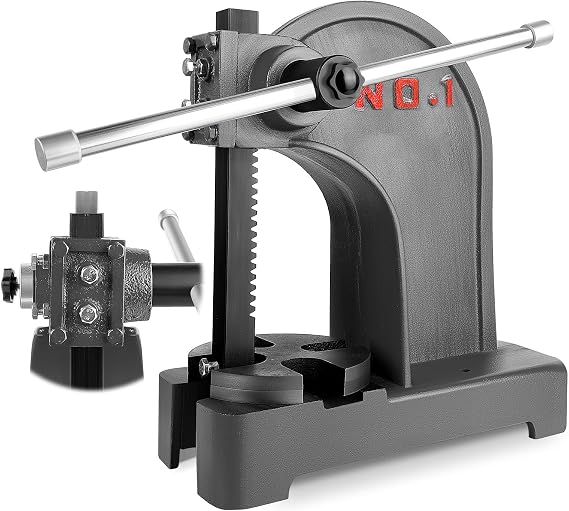 Manual Arbor Press, 1 Ton Manual Arbor Press, 5.5" Maximum Height, 25 lbs Weight Low-Carbon Steel Heavy-duty Manual Desktop Arbor Press, Precision Hand Press for Stamping, Bending, Stretching, (Black)