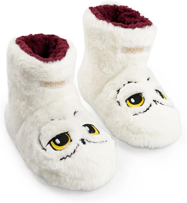 Harry Potter Hedwig Girls White Cosy High-Rise Slippers | Fluffy Homewear for Indoor Comfort Kids Footwear | Merch